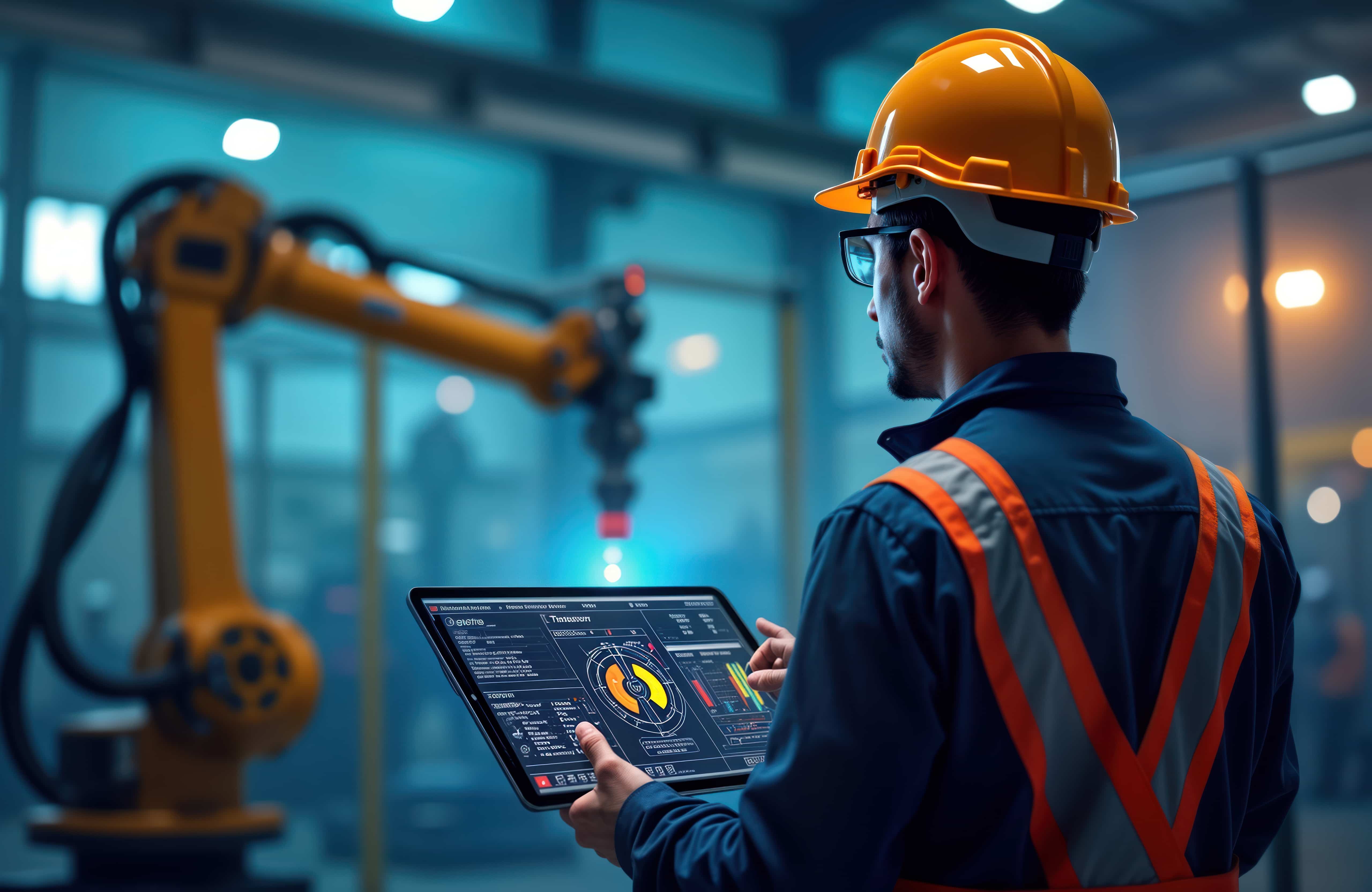 engineer-uses-tablet-monitor-robot-arm-factory-modern-automation-tech-industry